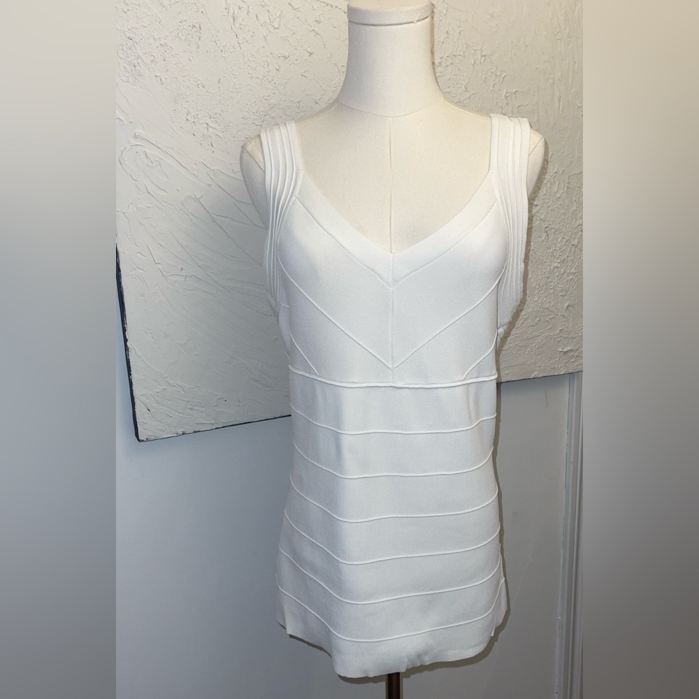 White Bandage Top - Ribbed Knit Tank